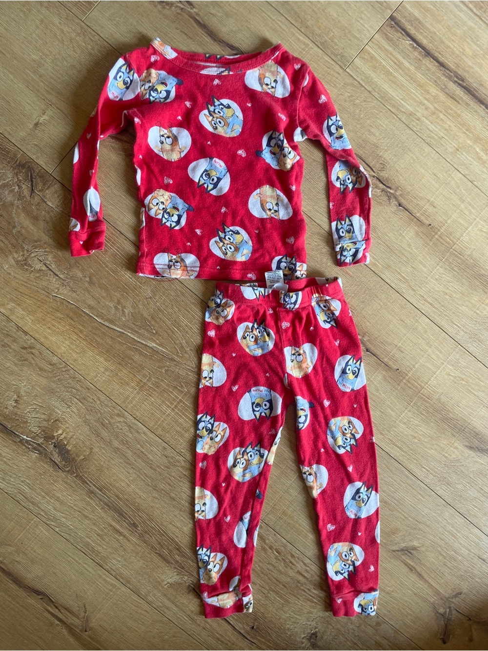 Red Kids Pajama Set with bluey Print